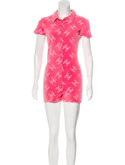 chanel pink terry cloth romper|Chanel pullovers.